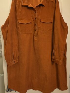 Old Navy Corduroy Shirt Dress Burnt Orange